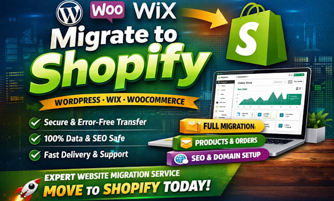 migrate wordpress to shopify, wix, woocommerce website migration to shopify