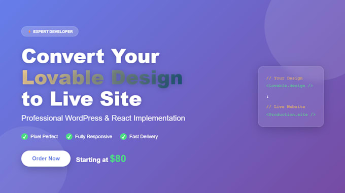 convert lovable design into a live website