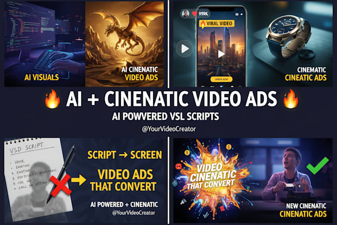 create cinematic b roll video ads and ai visuals with catchy vsl scripts