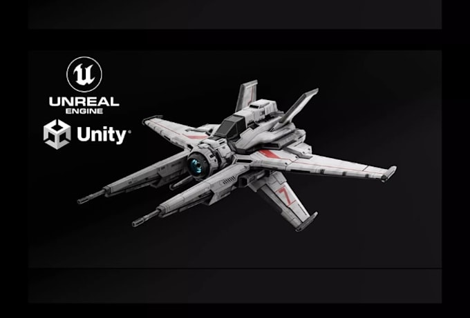 create game ready scifi spaceship 3d model with pbr texture for unreal and unity