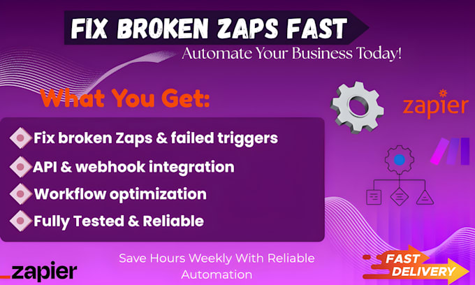 fix broken zapier zaps, integrations and workflow automation