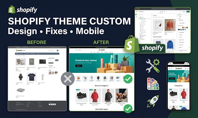 do shopify theme customization and fix store issues