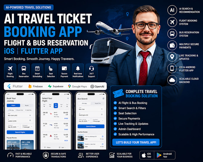 build ai travel ticket booking app flight and bus reservation ios flutter app