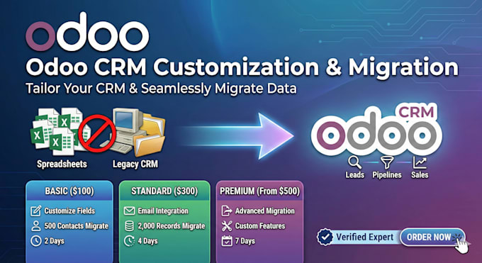customize your odoo CRM and migrate data from spreadsheets or other systems