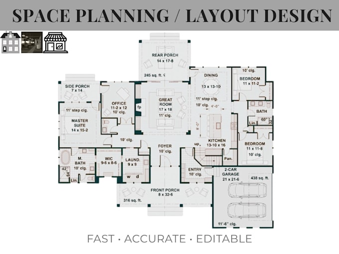 create efficient space planning and layout for your project