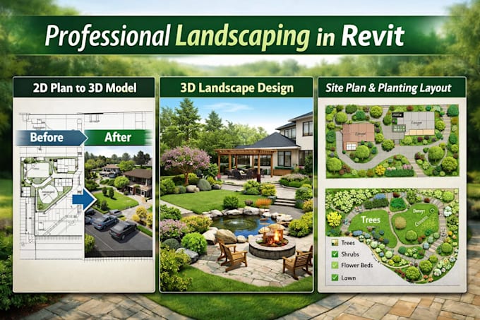 do professional landscaping design and modeling in revit