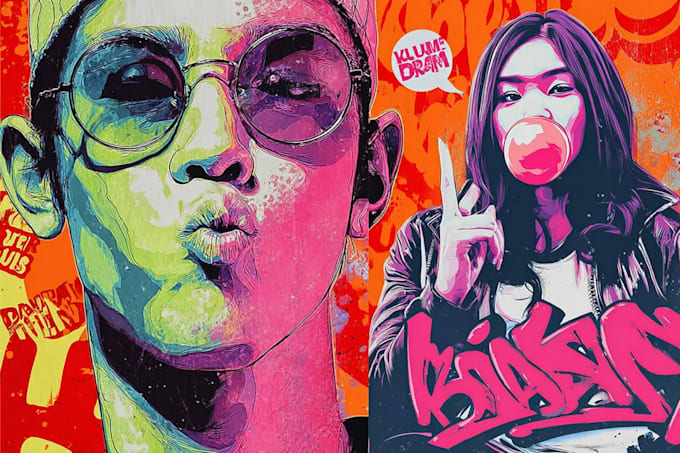 create unique graffiti style pop art portrait