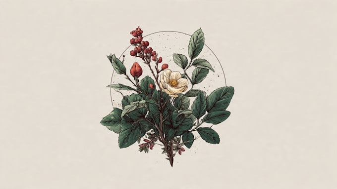 design botanical hand drawn logo
