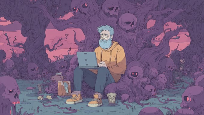 draw a digital cartoon illustration