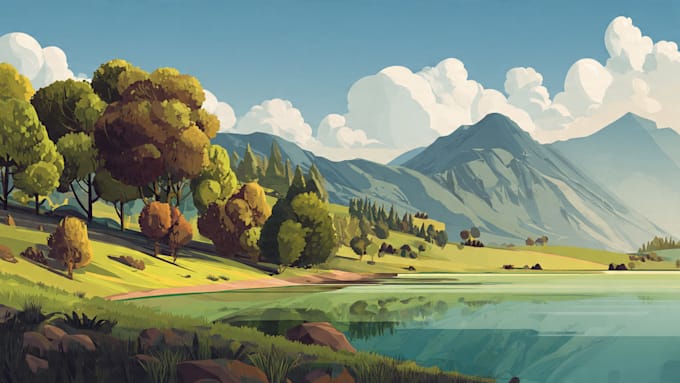 draw professional vector landscape illustration
