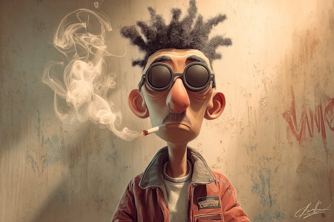 draw funny cartoon character , illustrations