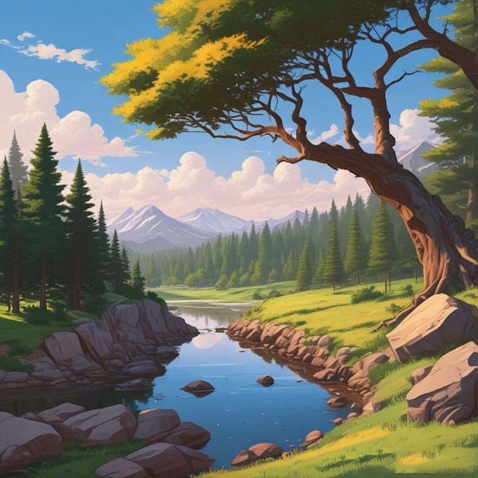 draw background art illustration in anime style for stream