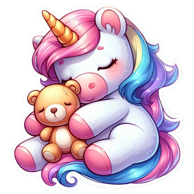 design cute kawaii unicorn stickers for etsy branding
