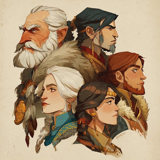 make fantasy or dnd party illustration