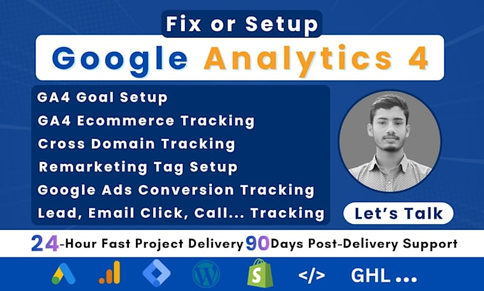 setup google analytics 4, ga4 ecommerce, ads conversion tracking by tag manager