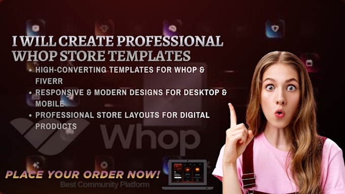 create high converting whop store gig templates and images