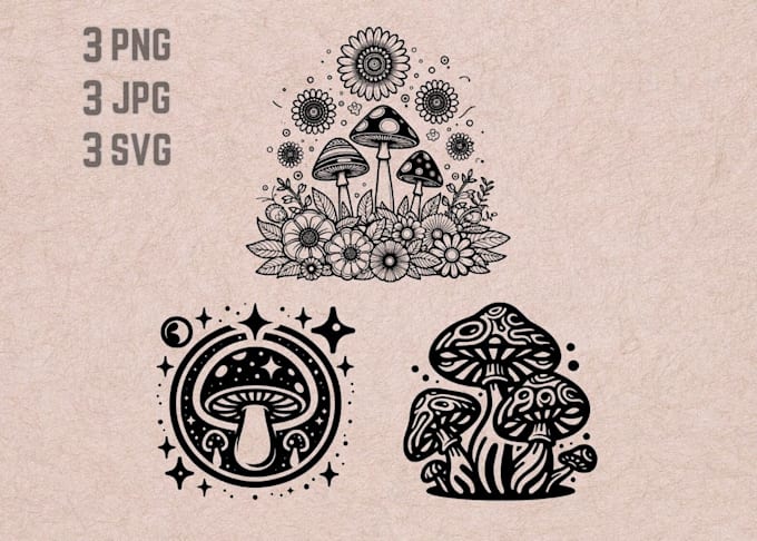 do hand drawn mushroom vector logo design