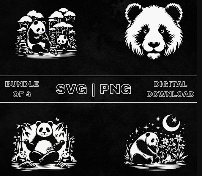 design retro hand drawn panda vector logo