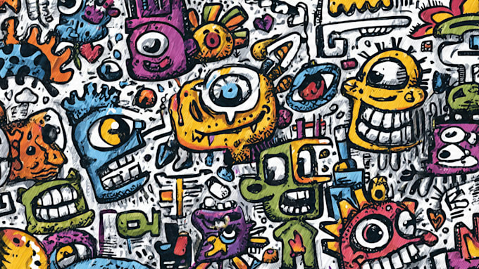 design doodle wall art mural decal wallpaper