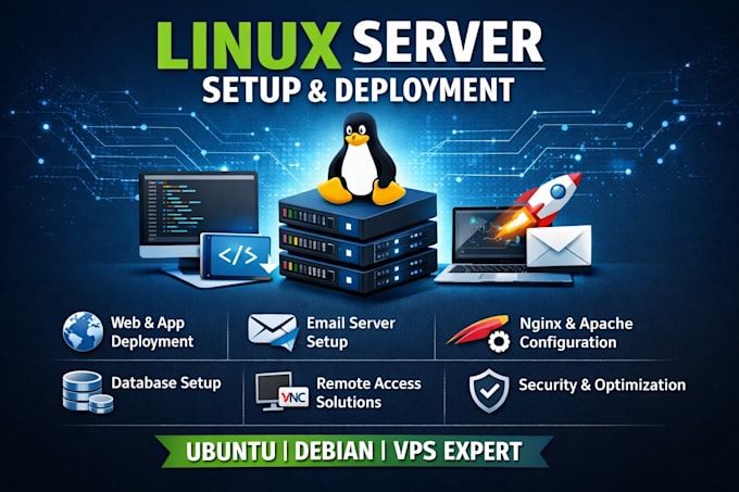 setup linux server, application deployment and secure configuration