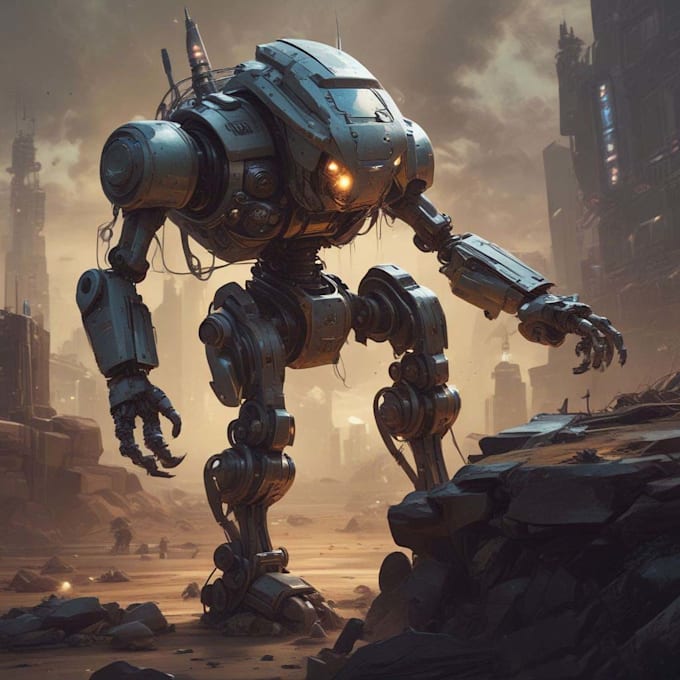 illustrate futuristic and sci fi robot