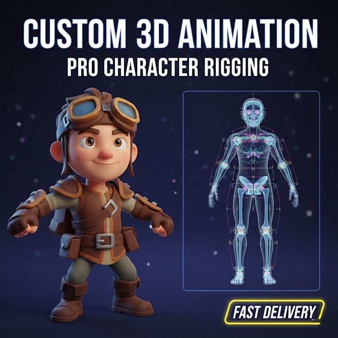 do custom 3d character animation and rigging