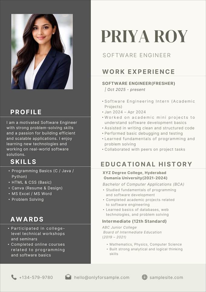design a professional canva resume or portfolio