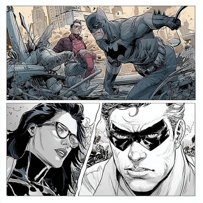 do comic book illustration, superhero comic strip