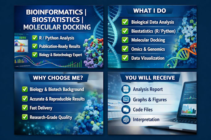 perform bioinformatics, biostatistics and molecular docking