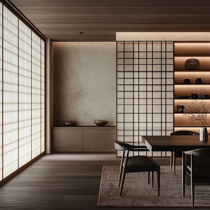 design a wabi sabi minimalist interior as a japanese interior architect
