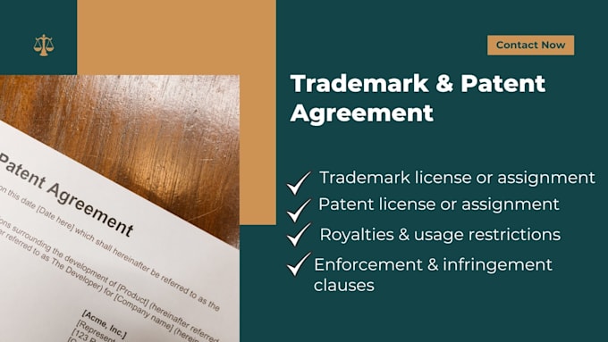 draft trademark or patent licensing and assignment agreements
