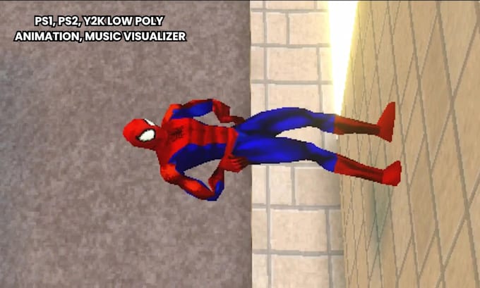 do retro ps1, y2k, low poly animation, music visualizer, psx style animation