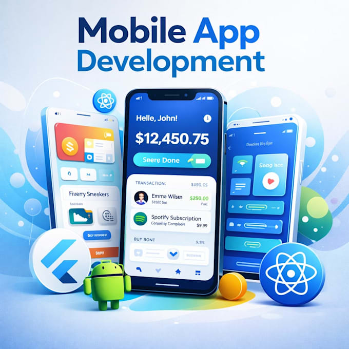 develop flutter, react native and android crossplatform mobile apps