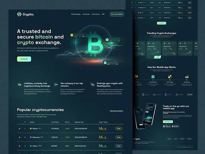 develop crypto exchange website, mobile app development