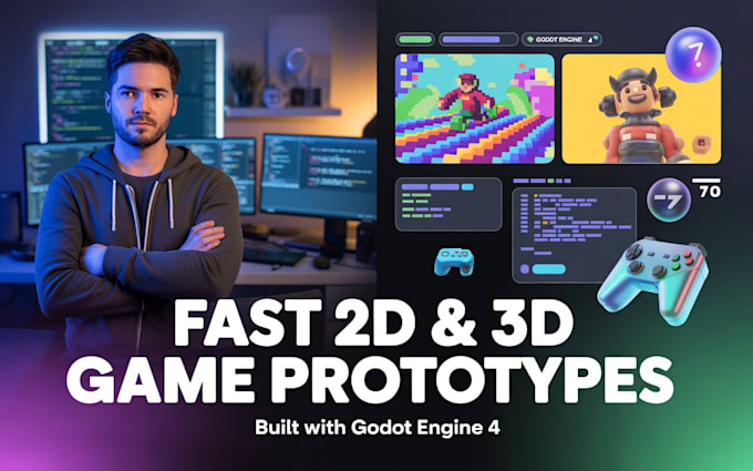create a fast 2d or 3d game prototype using godot engine