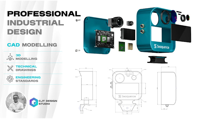 do 3d cad design, cad drawing and 3d modelling