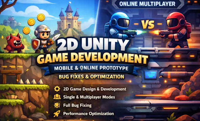 Design and develop 2d unity game development prototype mobile online ...