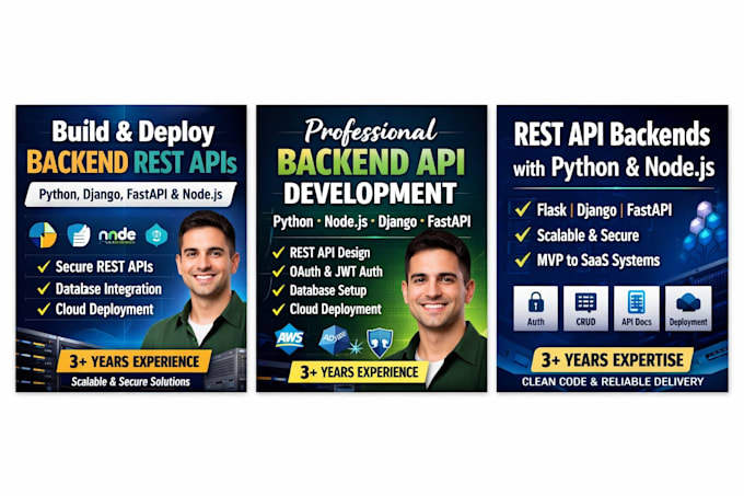 deploy and build secure backend apis with python, django, flask, fastapi, nodejs