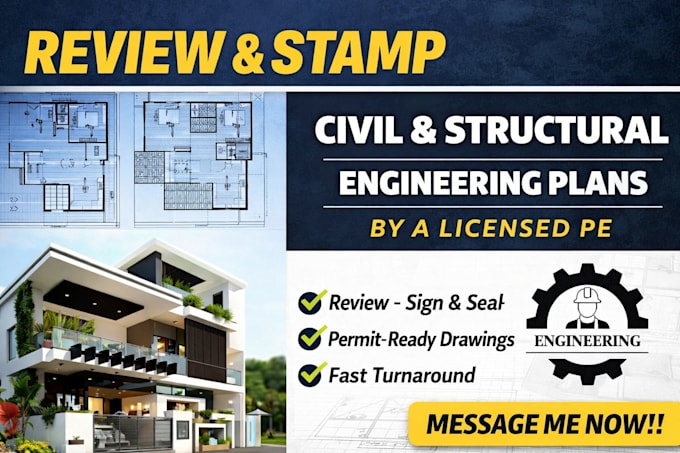 Licensed civil and structural pe stamp review,sign and seal by Drey ...