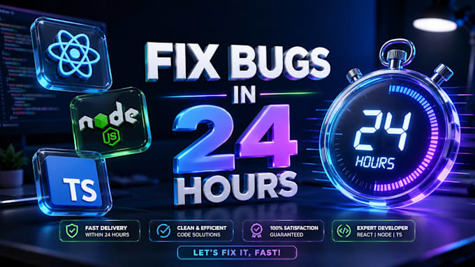 fix react nodejs and javascript bugs in 24 hours