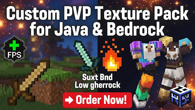 make custom minecraft texture pack, resource pack pixel art for pvp java bedrock