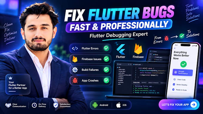 fix flutter apps bugs and error professionally