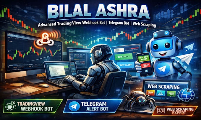 build an advance tradingview webhook bot, telegram bot, web scraping