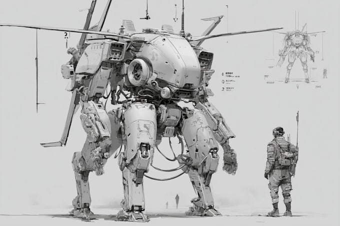 Detailed Mecha Design detailed custom mecha robot illustration by Nikistasc | Fiverr