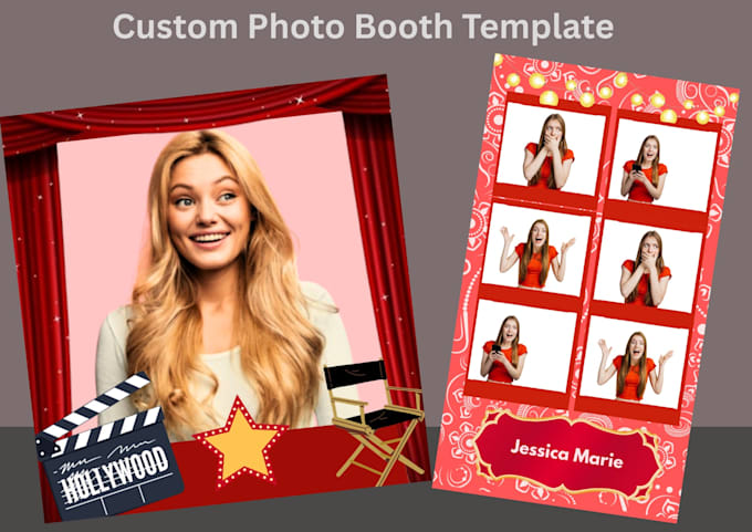 design personalize photo booth template and 360 overlay