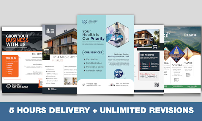 design a professional real estate, business, and medical flyer