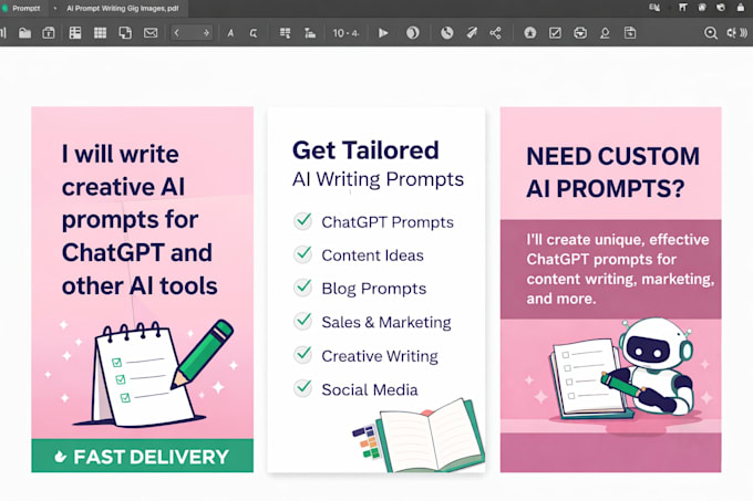 Ai writing prompts for content creation by Pranjaltiwar833 | Fiverr
