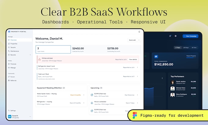 design a b2b saas dashboard or web app UI