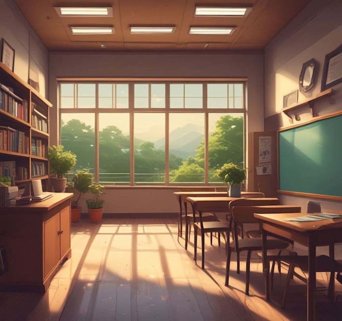 draw anime background and environment art