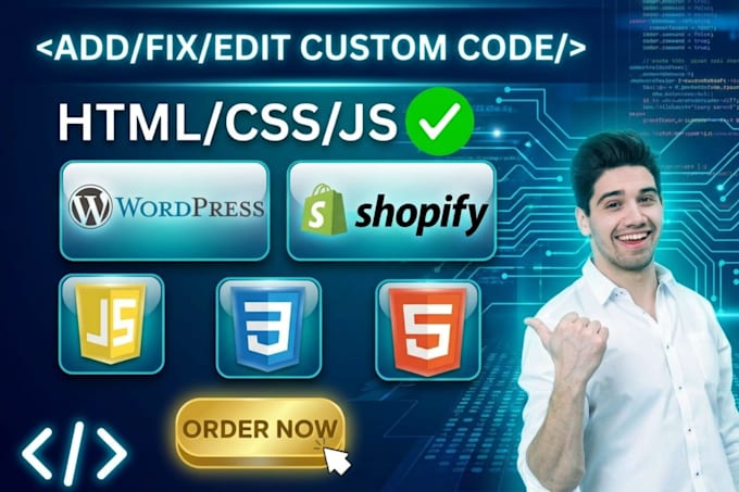 fix HTML, CSS, js code and liquid code of your shopify and wordpress